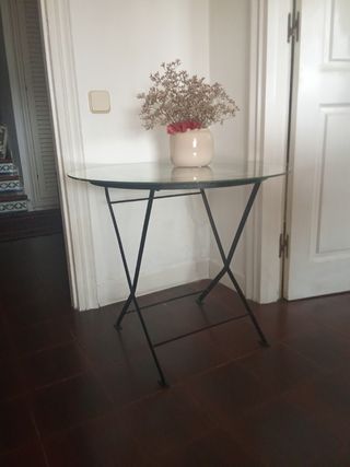 Mesa cristal redonda negra