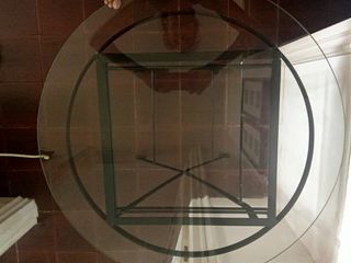 Mesa cristal redonda negra
