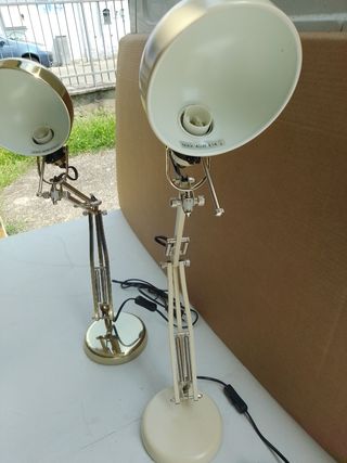 2 Lampade da scrivania vintage oro panna