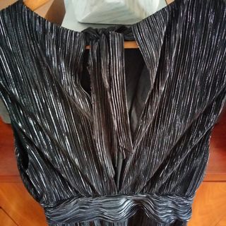 Vestido fiesta negro lurex plata T.L