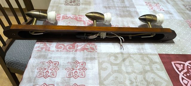 Lampara techo 3 luces - Madera y metal