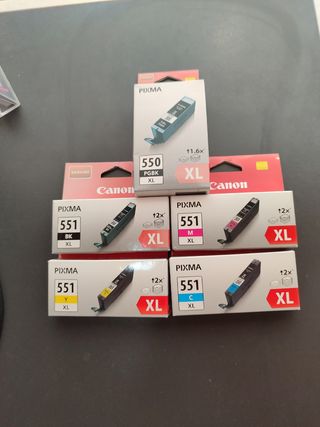 5 cartuchos Canon Pixma 550/551 XL