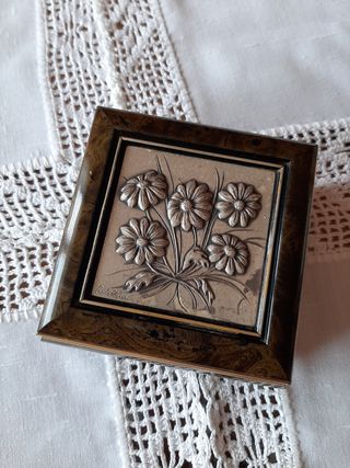 Caja joyero vintage plata madera
