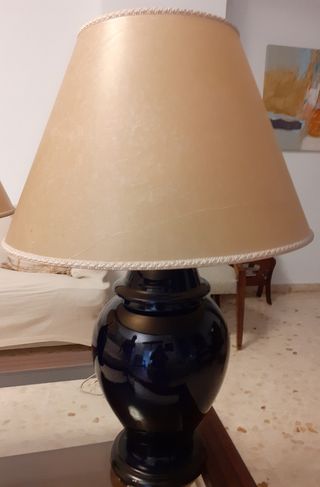 2 lámparas mesa cuarto estar - cerámica azul
