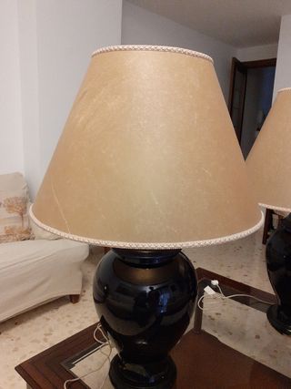 2 lámparas mesa cuarto estar - cerámica azul