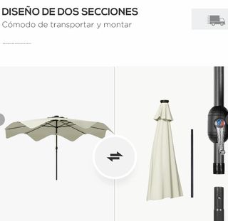 Sombrilla Jardín LED 292x248cm