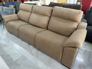 Sofá 3 plazas beige - Piel sintética