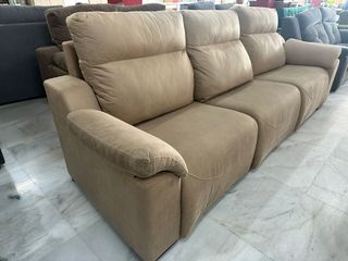 Sofá 3 plazas beige - Piel sintética