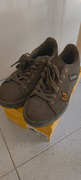 Zapatillas Mustang Cuero Verde Militar