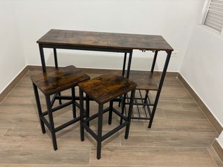 Mesa alta + 2 taburetes industrial