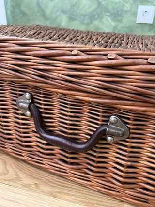 Maleta baúl de mimbre vintage grande