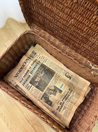 Maleta baúl de mimbre vintage grande