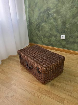 Maleta baúl de mimbre vintage grande