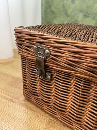 Maleta baúl de mimbre vintage grande