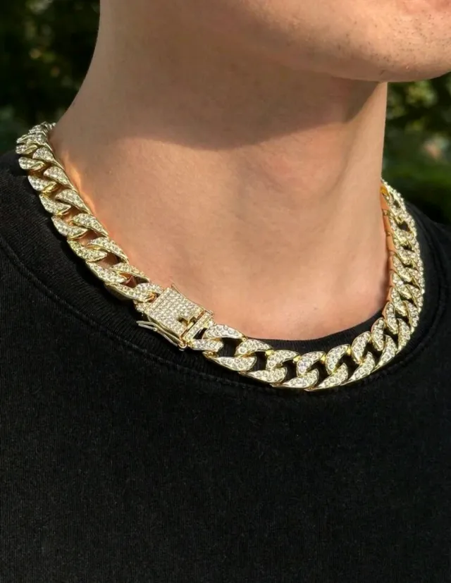 Cadena chapada oro plata 50cm - Hombre