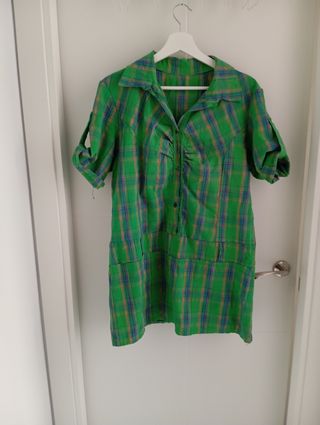 Camisa larga cuadros verde