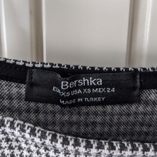 Vestido mini cuadros blanco y negro