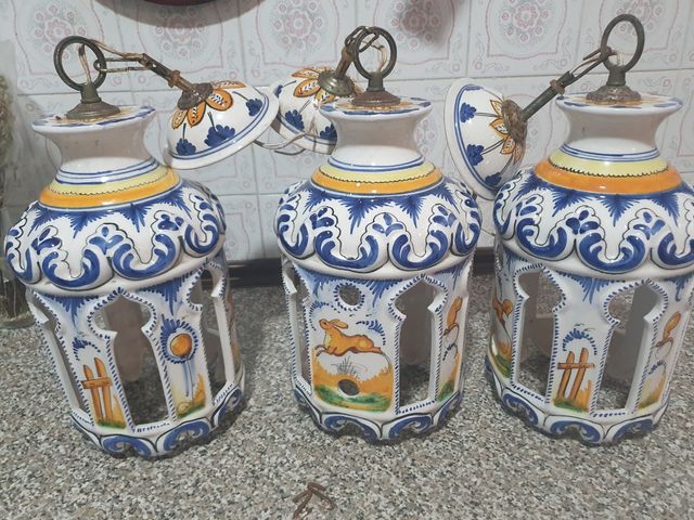 3 Faroles Cerámica Vintage