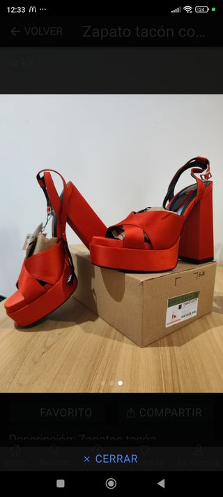 Zapatos Zara rojos tacón alto - 39