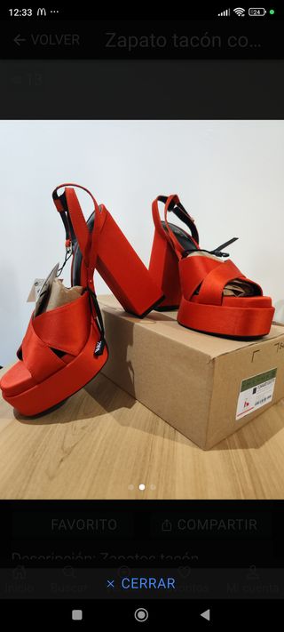 Zapatos Zara rojos tacón alto - 39