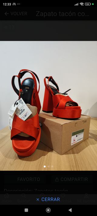 Zapatos Zara rojos tacón alto - 39