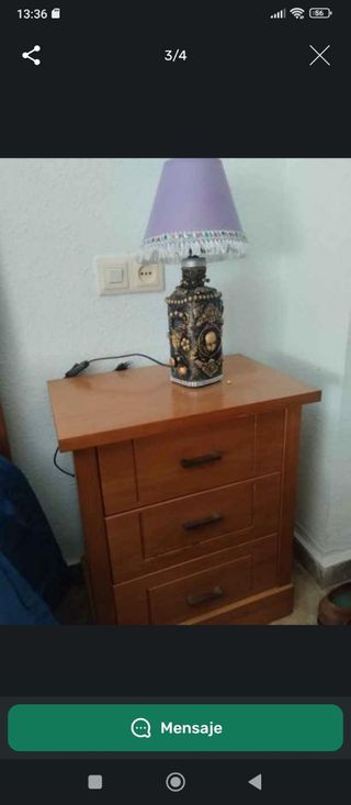 Cabecero cama madera +2 mesitas (Cómoda de regalo)