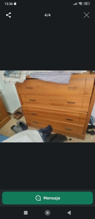 Cabecero cama madera +2 mesitas (Cómoda de regalo)