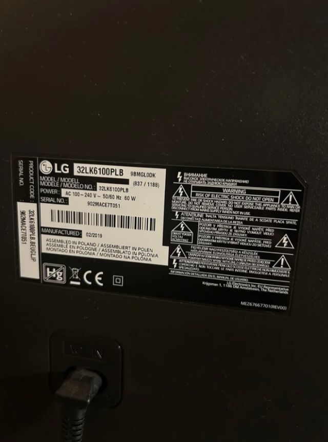 Televisión Smart TV LG.