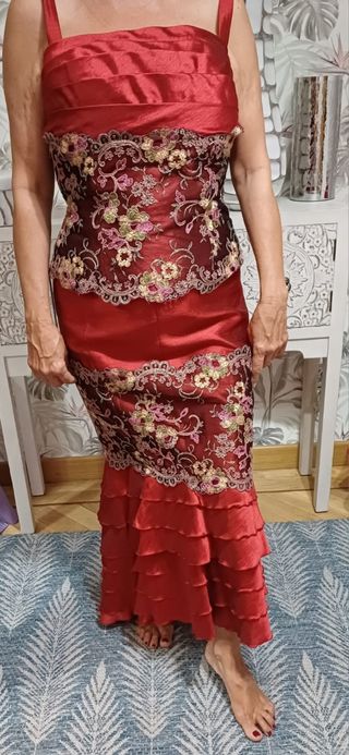 Vestido rojo 2 piezas fiesta