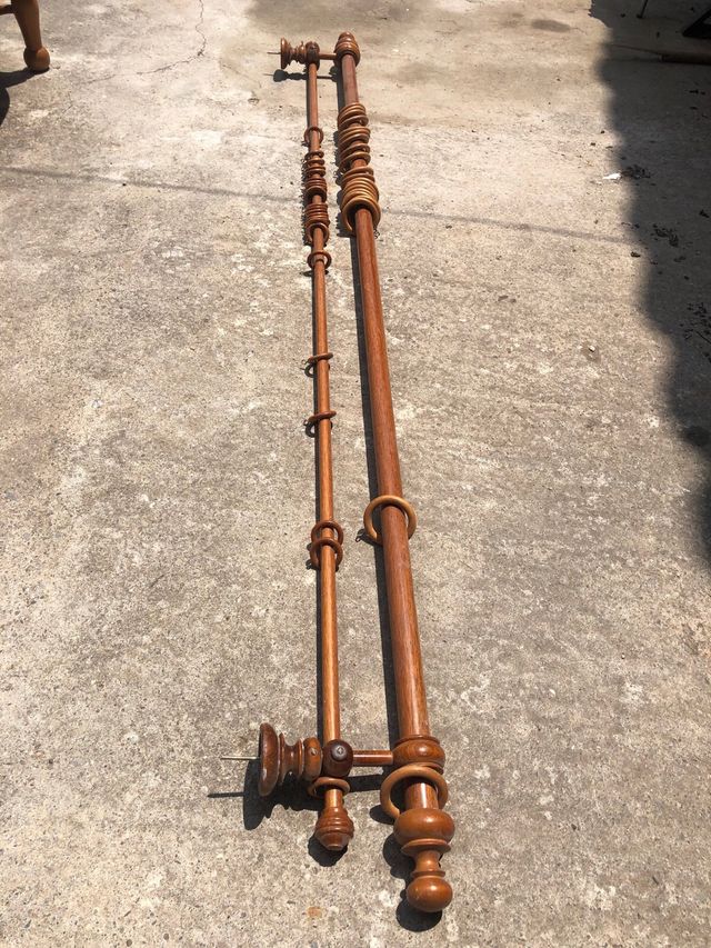 2 barras cortinas madera