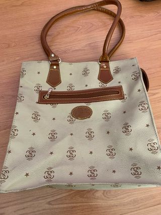 Bolso beige y marrón