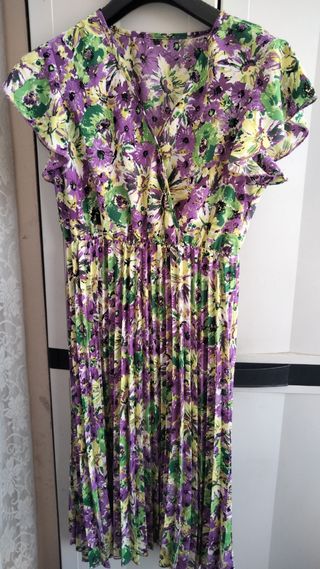 Vestito floreale verde viola