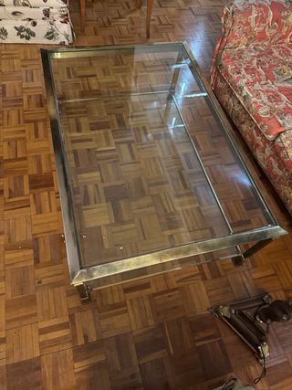 Mesa centro cristal dorada