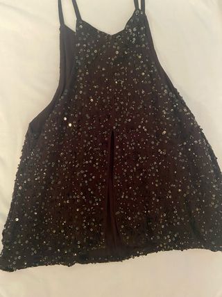 Top Mango lentejuelas negro M