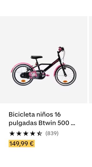 Bicicleta niña BTWIN 16" 