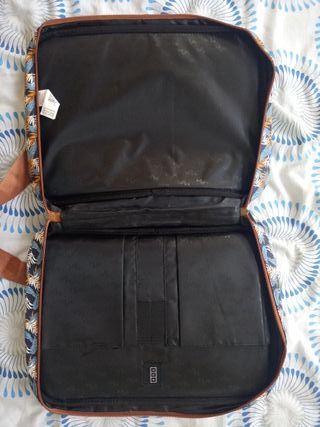 Portaordenador Misako, azul y marrón