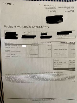 Vestido novia Victoria Coleccion blanco