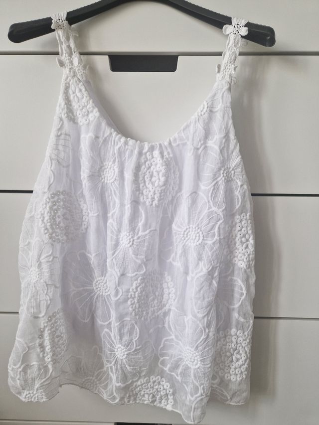 Canotta bianca ricamata
