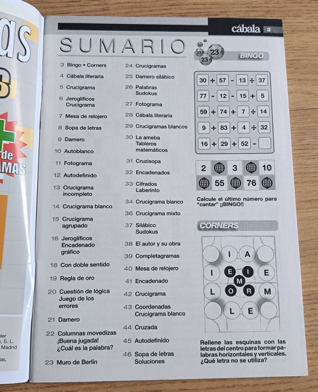 Lote Pasatiempos Orión Autodefinidos Cábala ocio