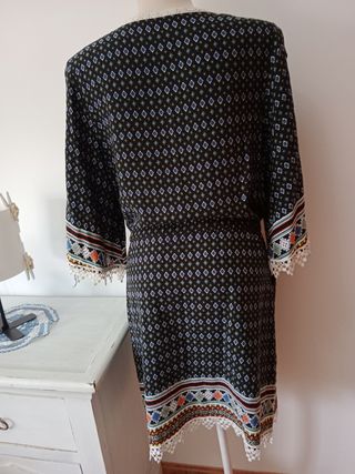 Vestido boho chic - Negro, multicolor