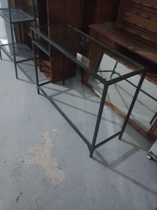 Mesa escritorio moderna - cristal y metal