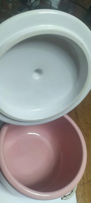 Biscottiera vintage rosa e bianca Paresch 
