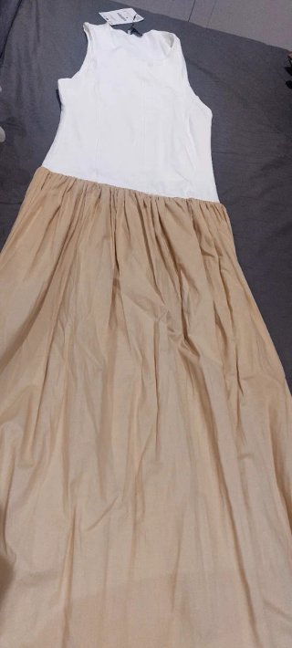 Vestido de verano Zara blanco beige - nuevo