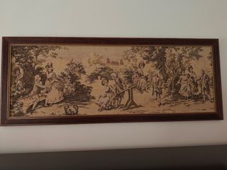 Tapiz Gobelino antiguo enmarcado.