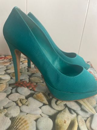 Zapatos tacón azul turquesa 41