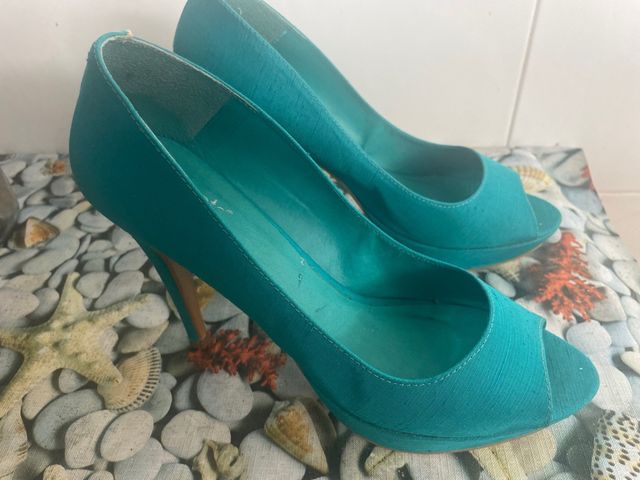 Zapatos tacón azul turquesa 41