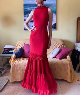 Vestido Flamenca Flor de Cerezo rojo