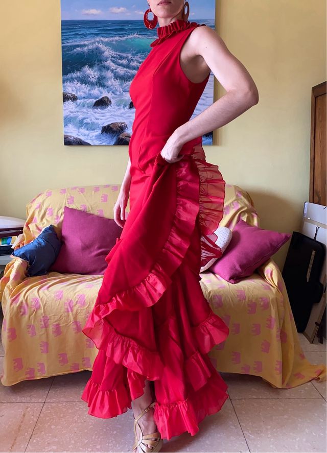 Vestido Flamenca Flor de Cerezo rojo