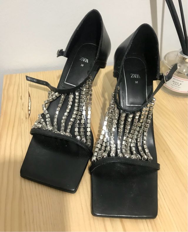 Sandalias Zara piel tacón 38