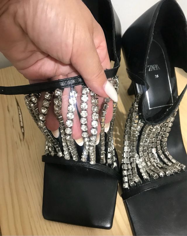 Sandalias Zara piel tacón 38